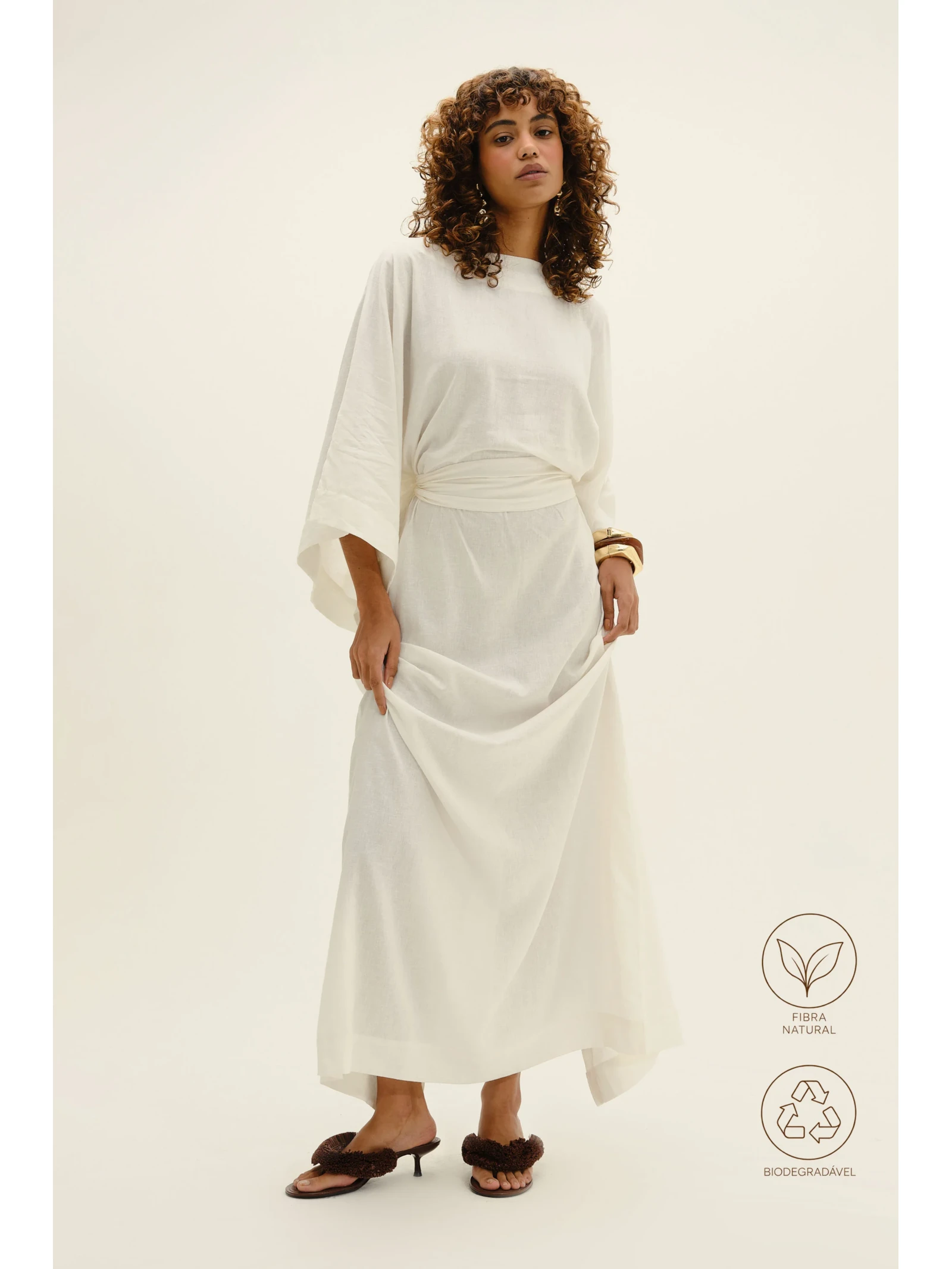 Kaftan Em Viscolinho Linen Branco Suntime