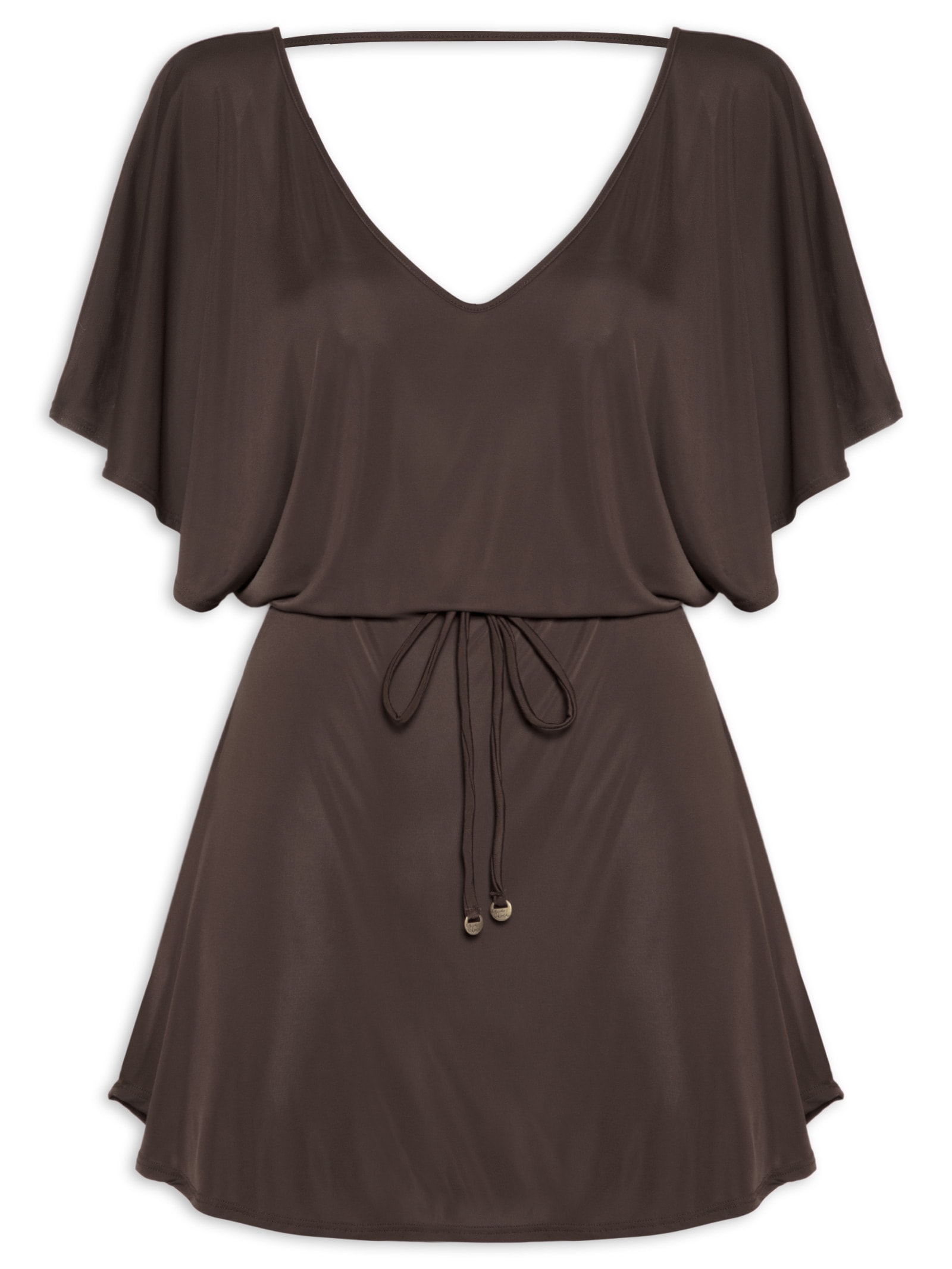 Kaftan Feminino Liso Marrom Água Doce