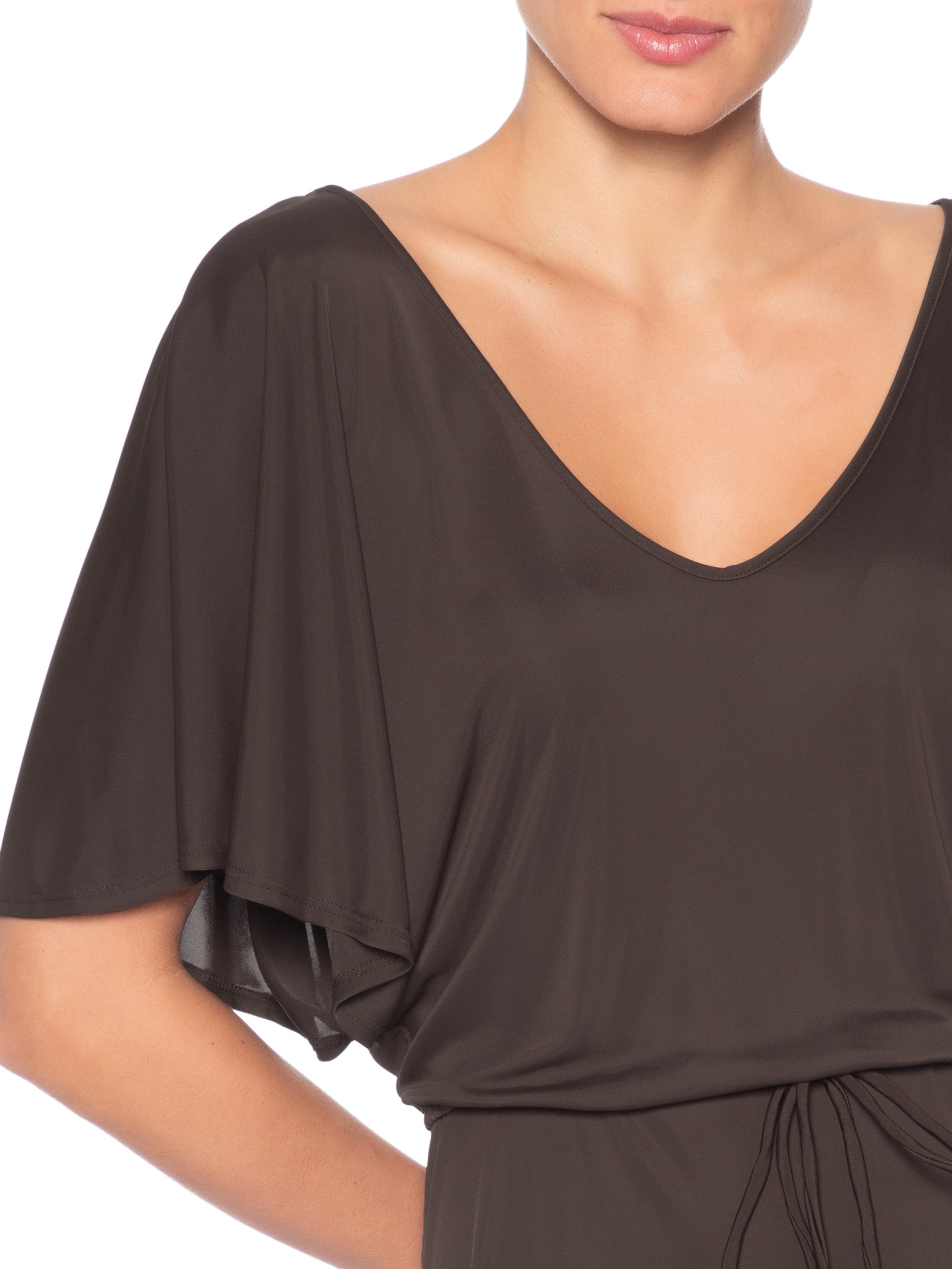 Kaftan Feminino Liso Marrom Água Doce
