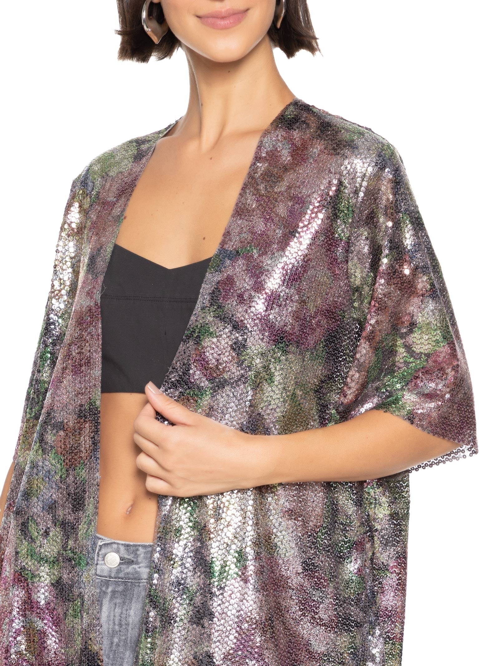 Kimono Carnaval Paetê Rosa Market 33