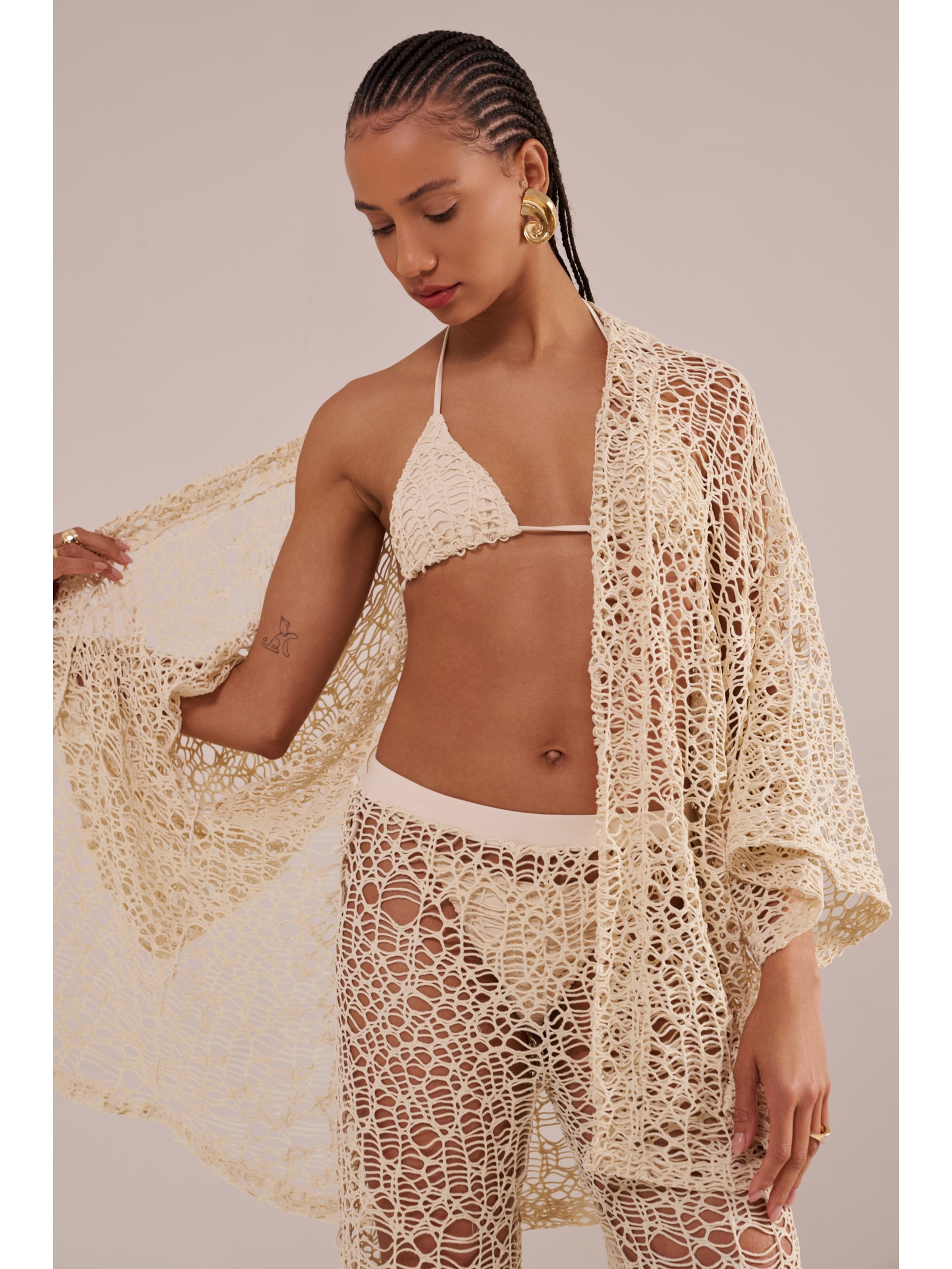 Kimono crochê pesca Suntime