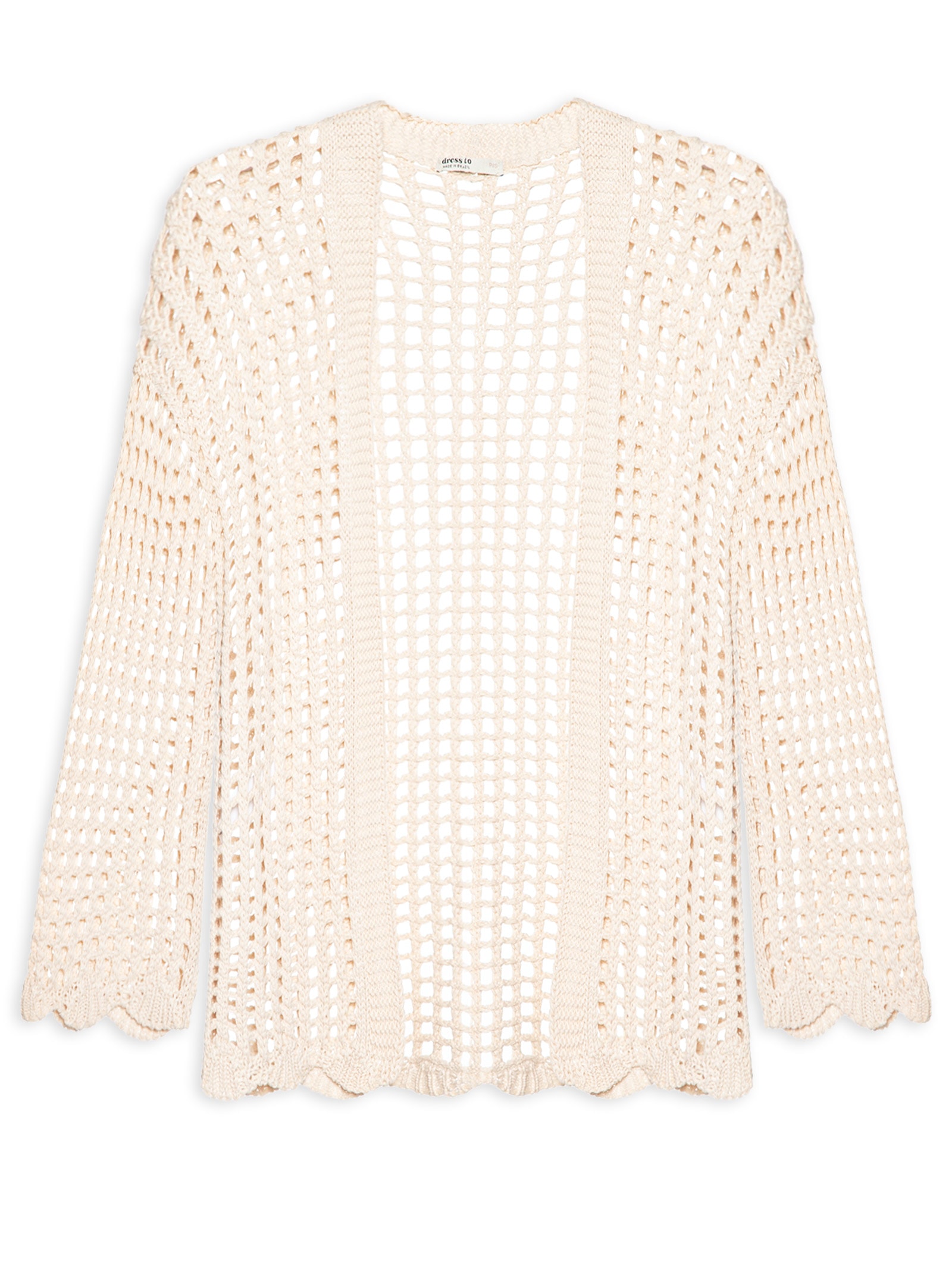 Kimono Feminino Crochet Bege Dress To