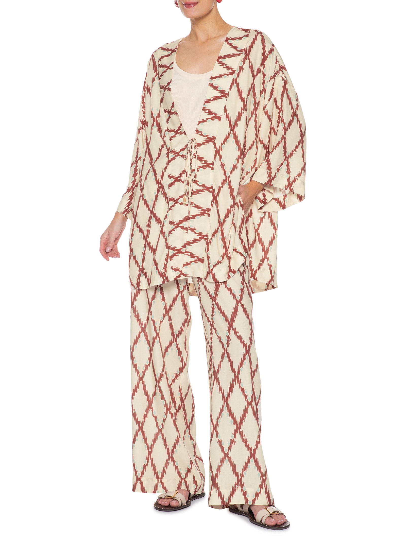 Kimono Feminino Estampa Férias De Verão Vermelho Dress To