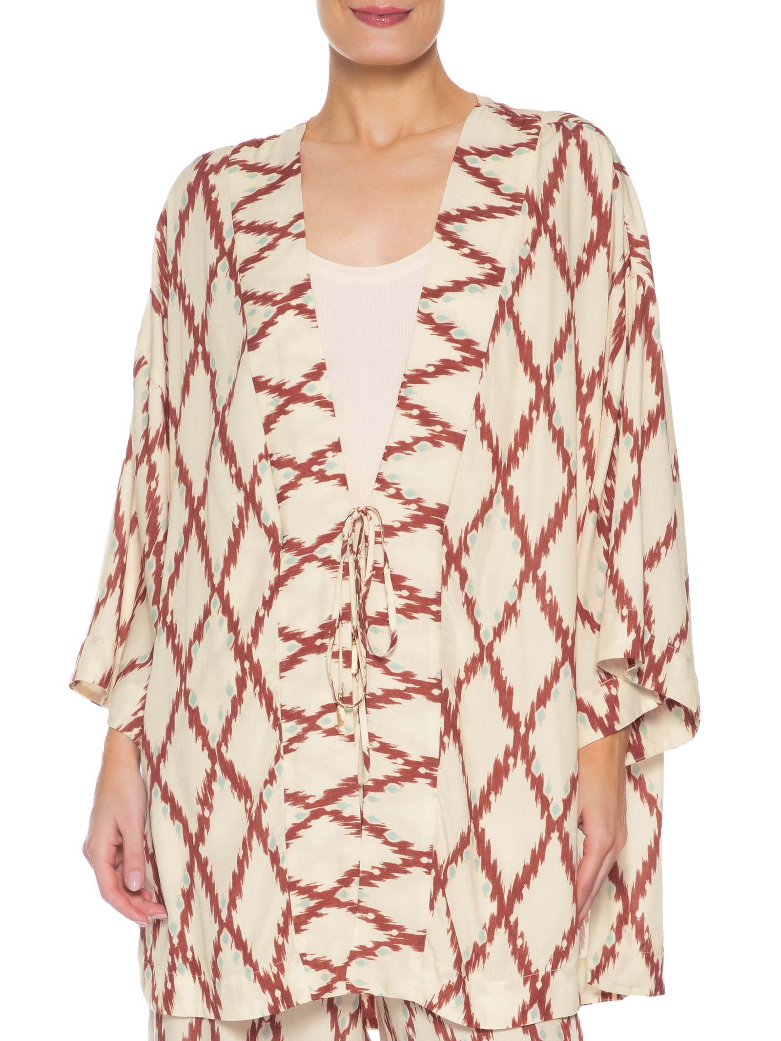 Kimono Feminino Estampa Férias De Verão Vermelho Dress To