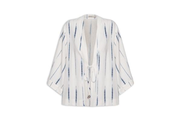 Kimono Feminino Estampa Listra Tie Dye - Branco
