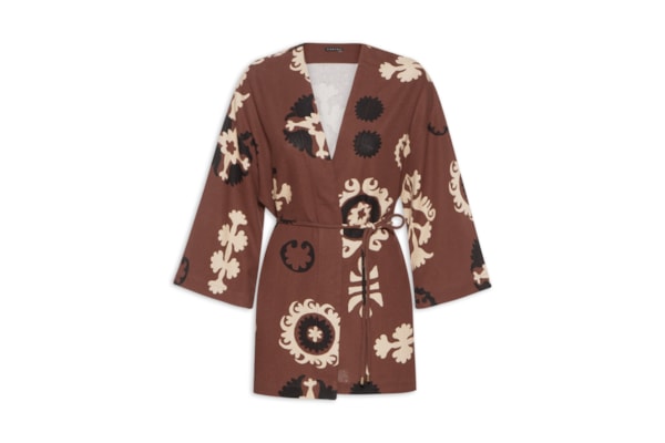 Kimono Feminino Estampa Romani - Marrom