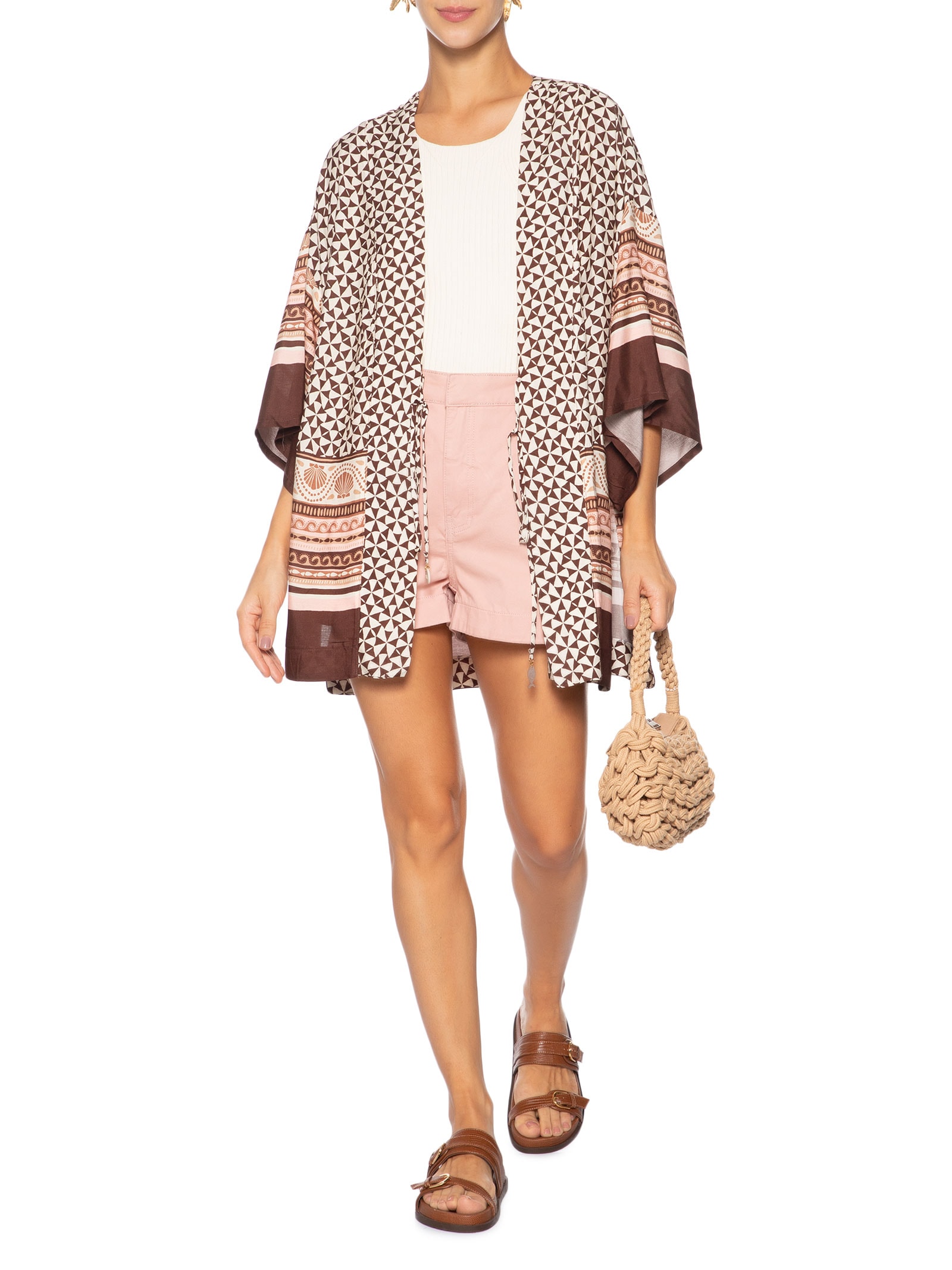 Kimono Feminino Estampa Solstício Marrom Dress To