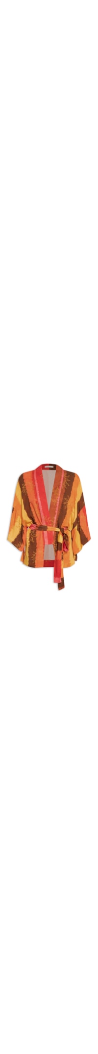 Kimono Feminino Estampa Trópicos - Laranja