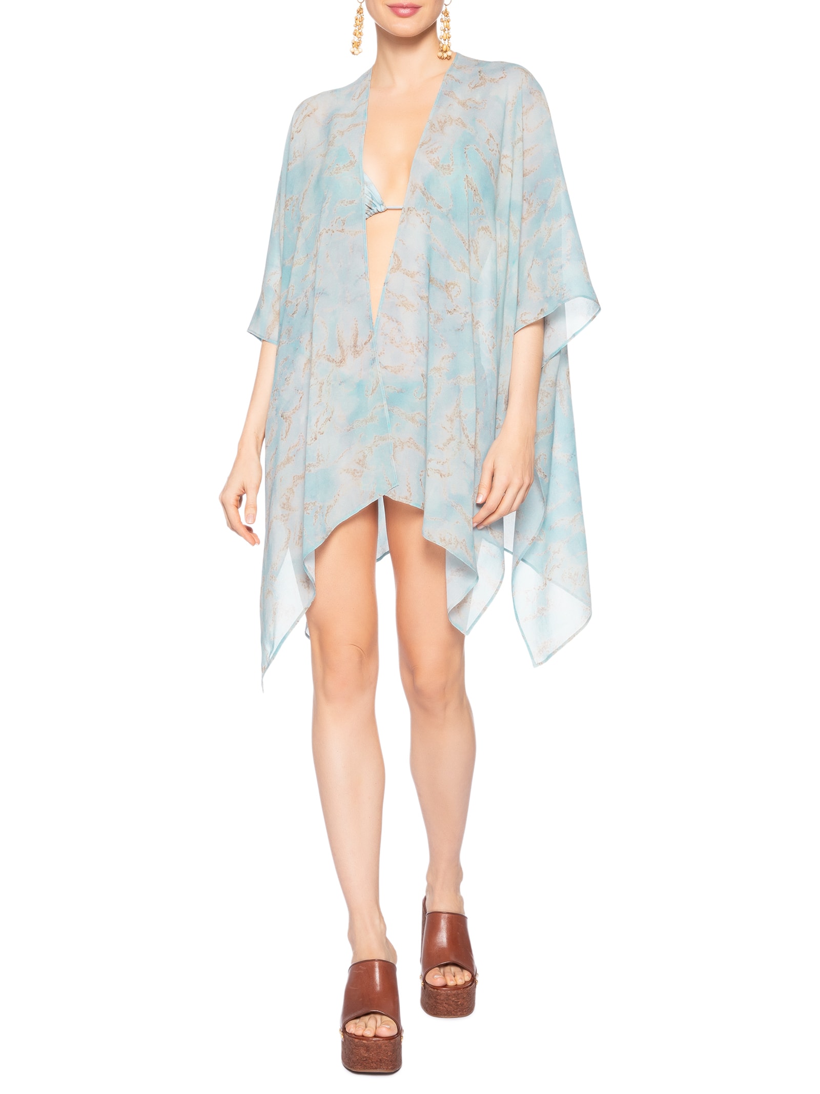 Kimono Feminino Estampado Azul Cia Marítima