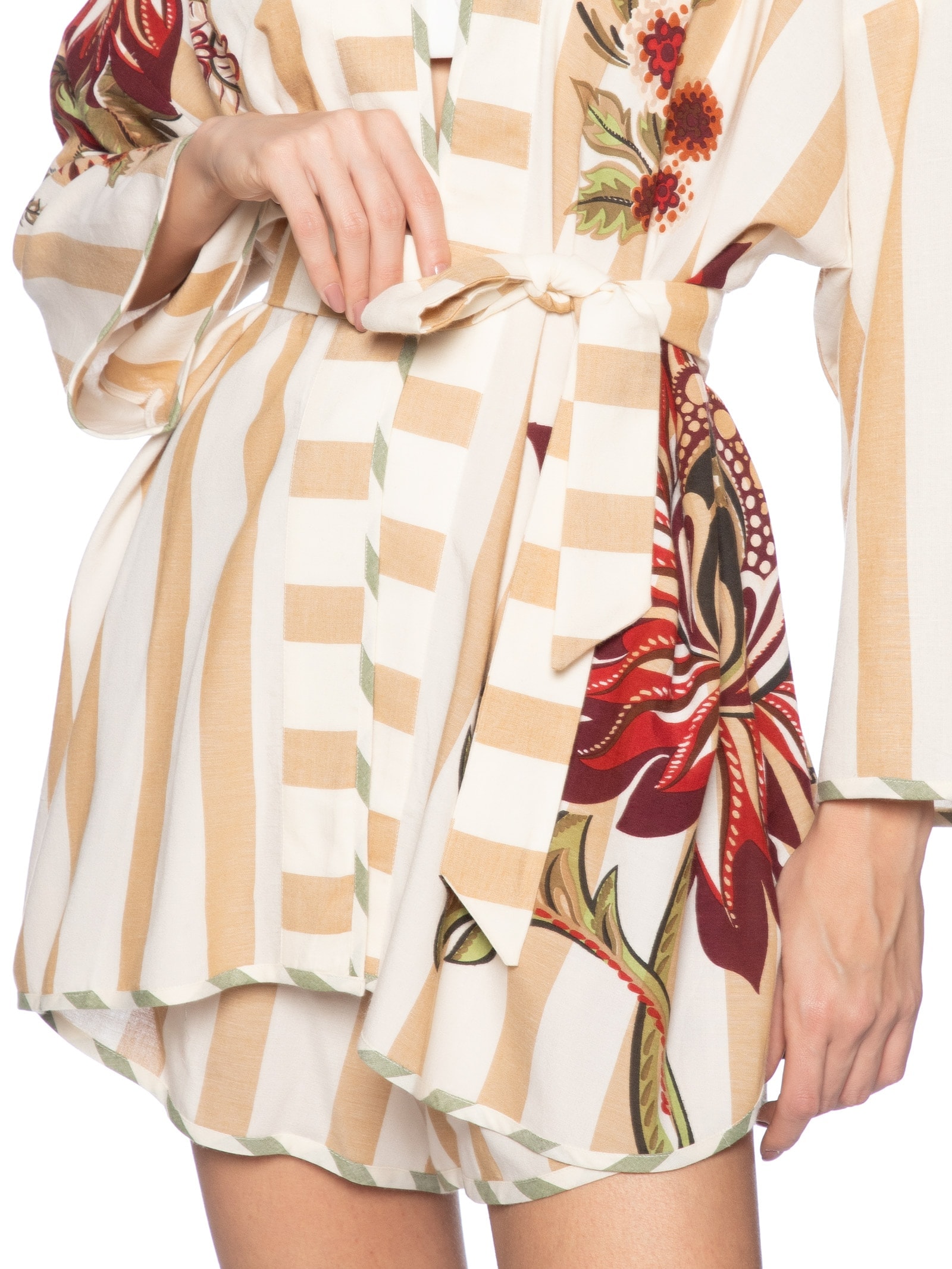 Kimono Feminino Floral Ligia Bege Farm
