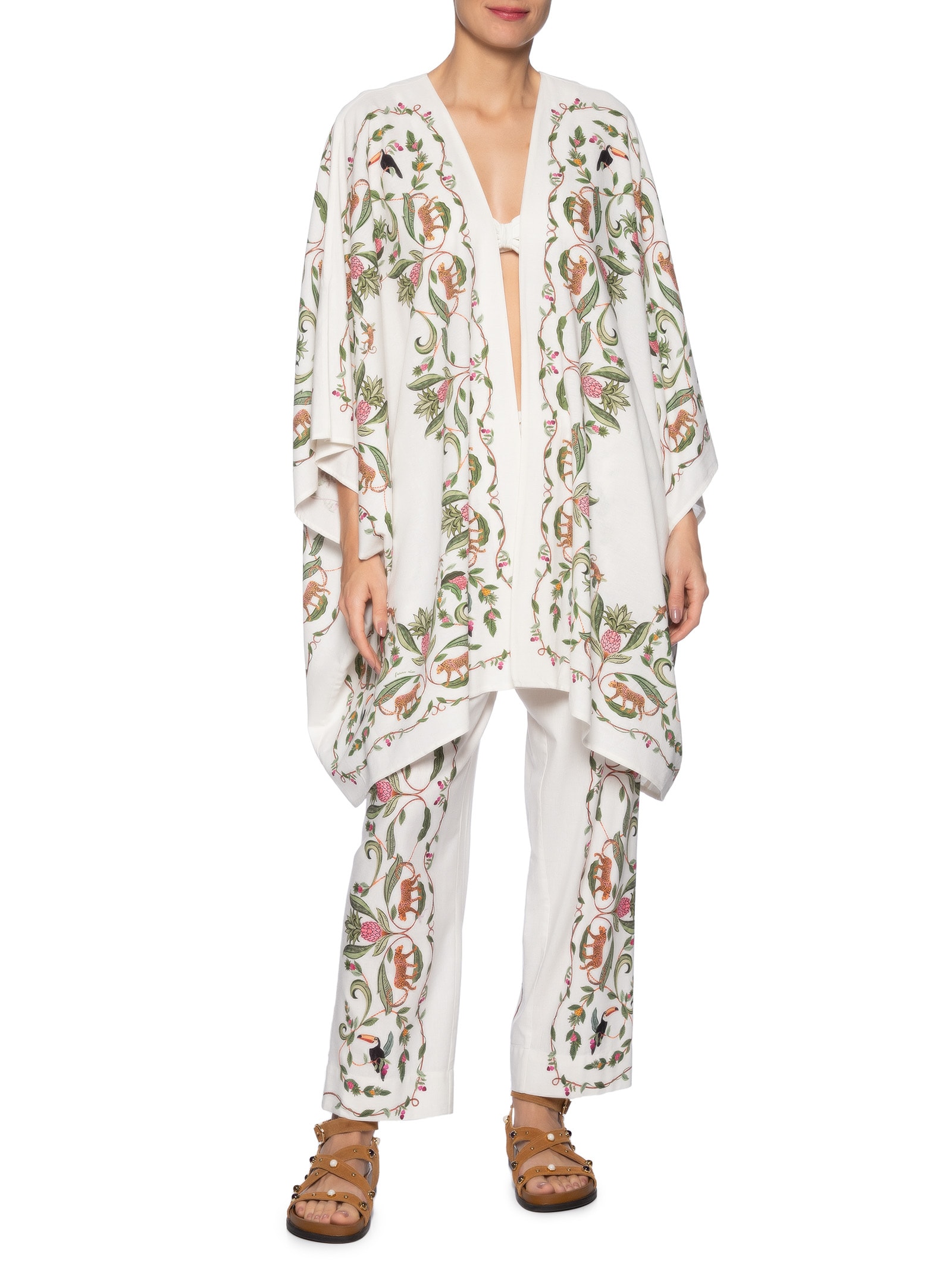 Kimono Feminino Floresta Doce Branco Farm