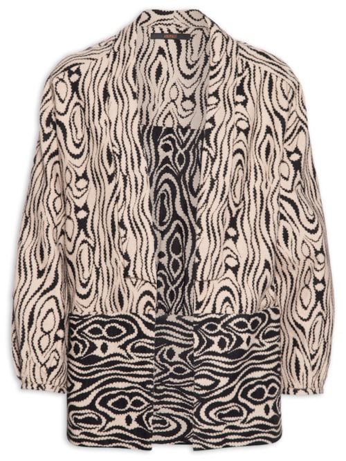 Kimono Feminino Jacquard Ondas – Bege