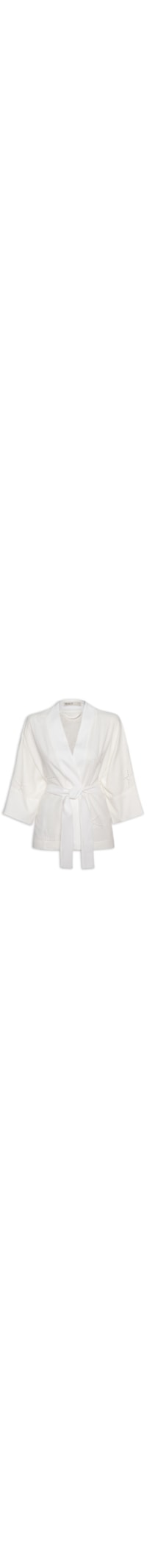 Kimono Feminino Linho Bordado Estrela - Off White
