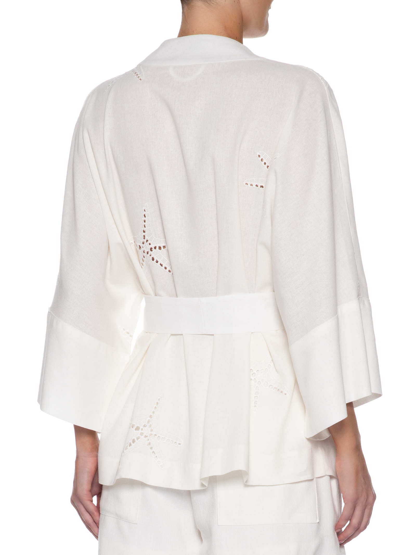 Kimono Feminino Linho Bordado Estrela Off White Dress To