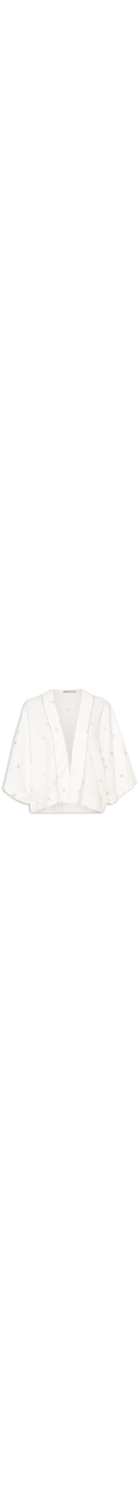 Kimono Feminino Linho Bordado Lurex Sol - Off White