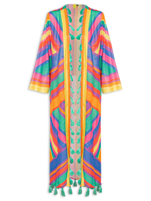 Kimono Feminino Localizado Listra Bia - Azul