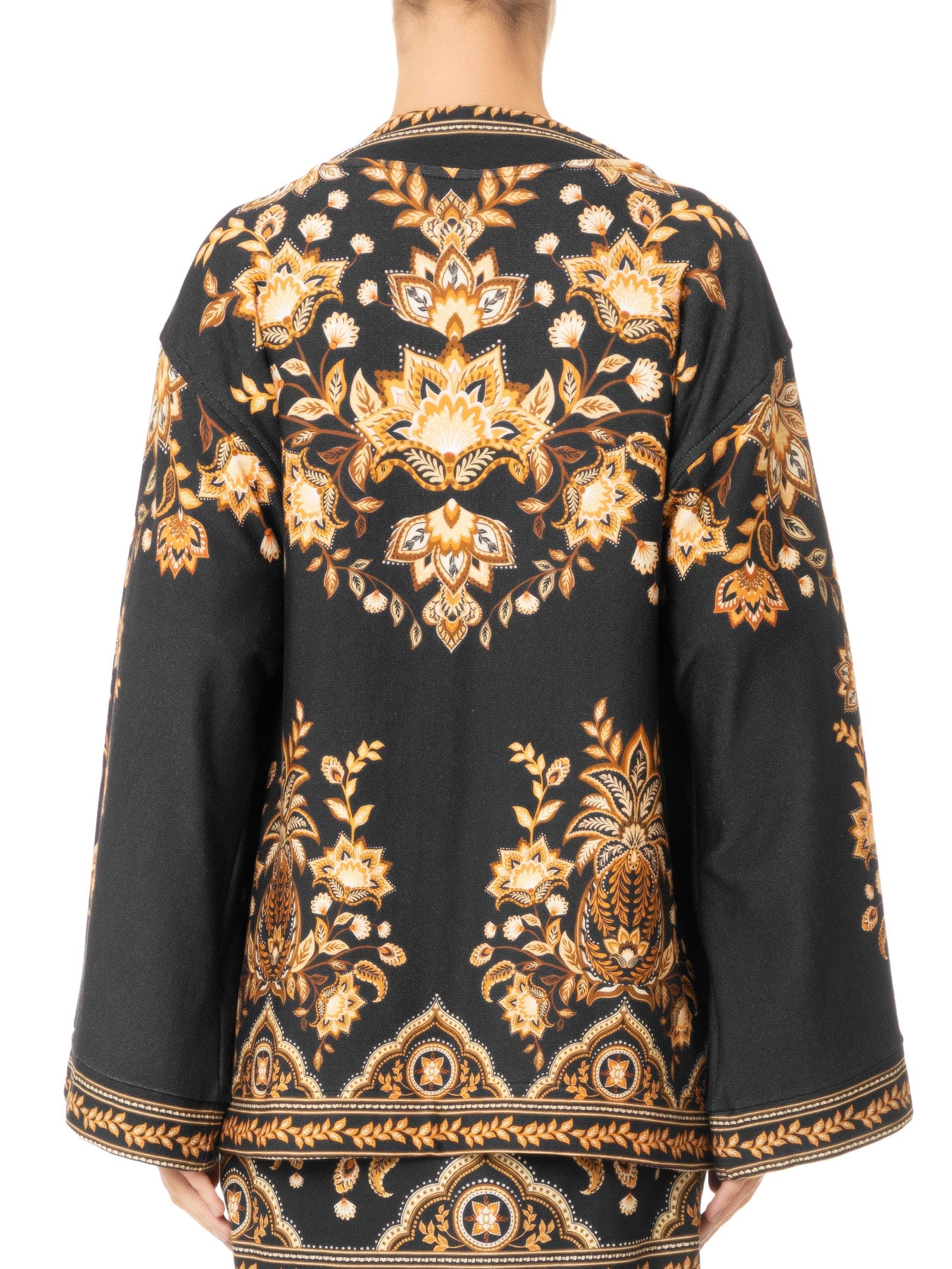 Kimono Feminino Moletom Flora Abacaxi Preto Farm