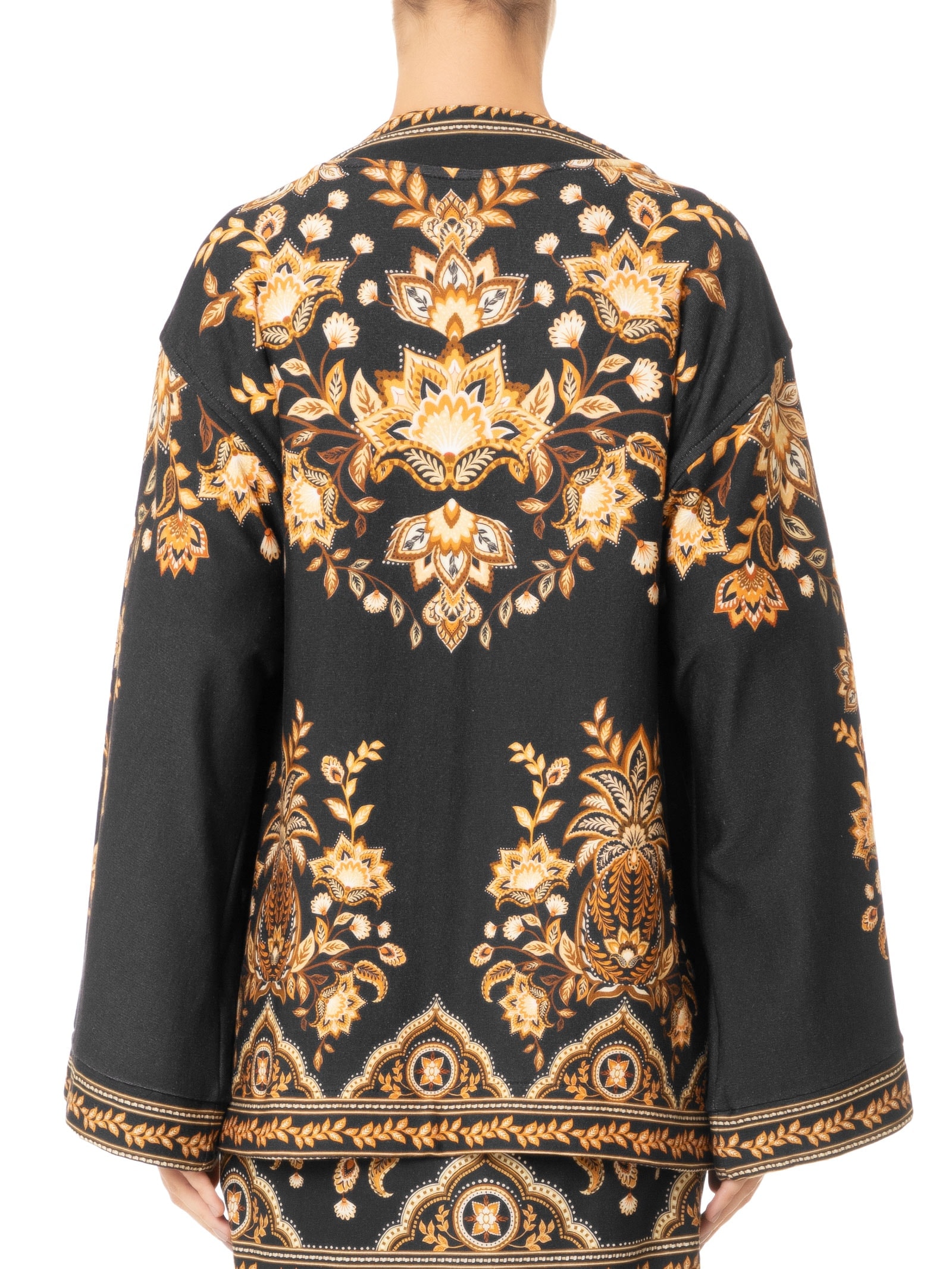 Kimono Feminino Moletom Flora Abacaxi Preto Farm