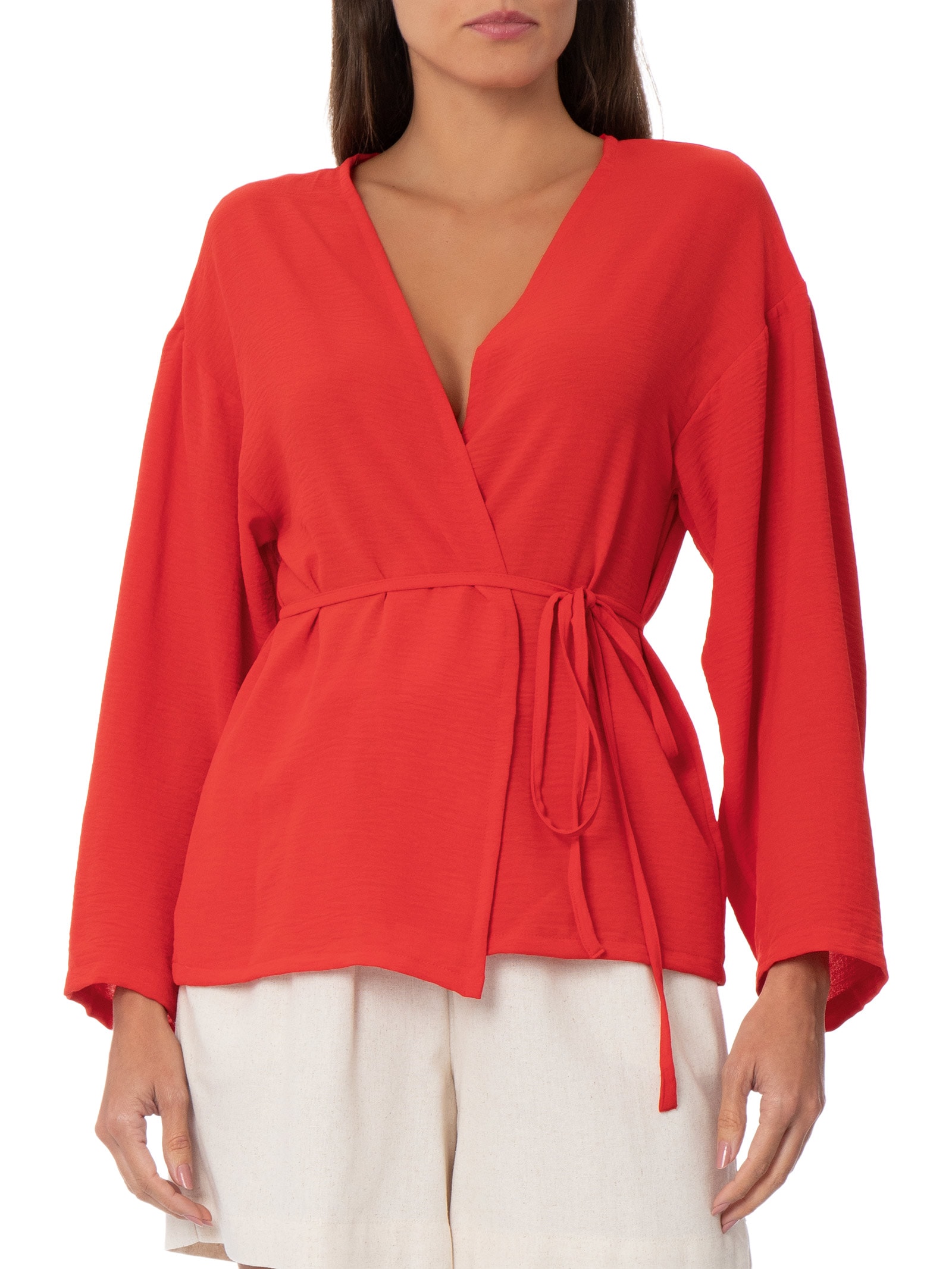 Kimono Feminino Sanca Vermelho Panô