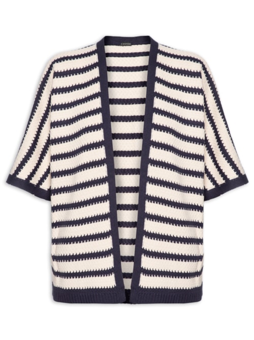 Kimono Feminino Tricot Listras Lab – Branco