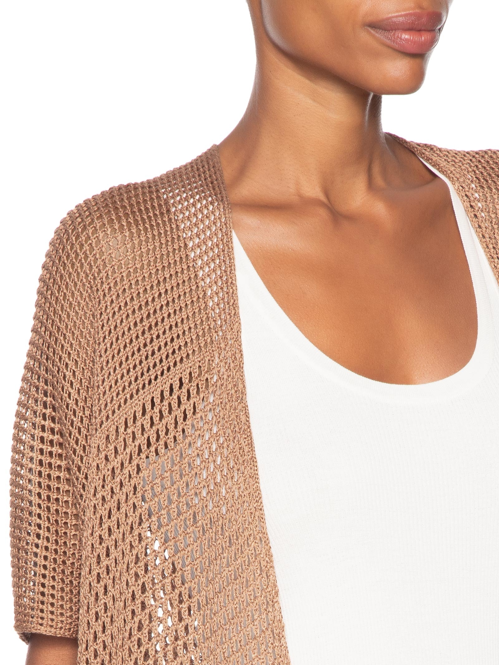 Kimono Feminino Tricot Telado Marrom Maria Filó