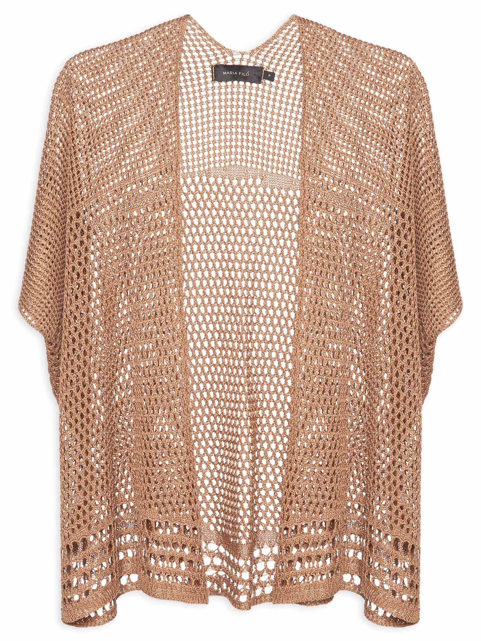 Kimono Feminino Tricot Telado Marrom Maria Filó