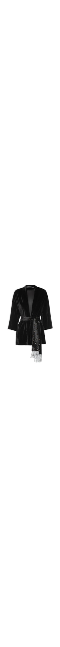 Kimono Feminino Veludo Faixa Metais - Preto