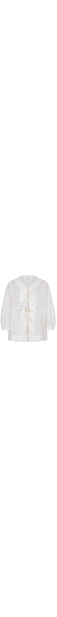Kimono Feminino Voil Alg Bordado Beira Mar - Branco