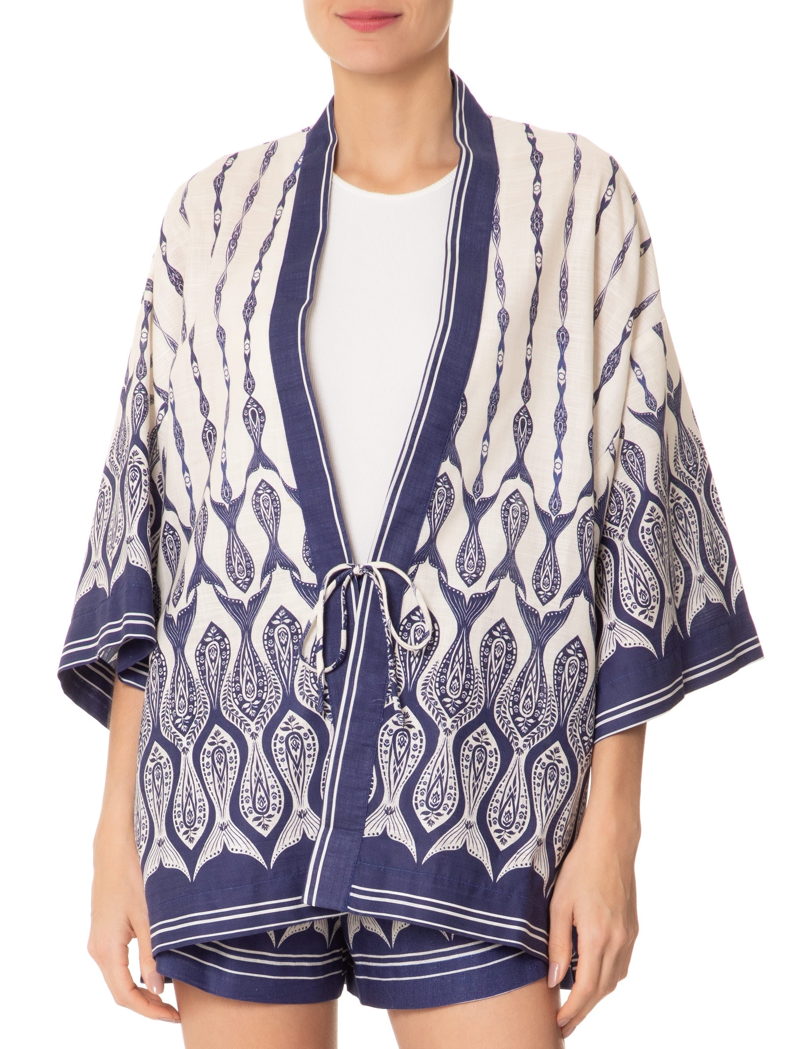 Kimono Peixe Correnteza Azul Farm