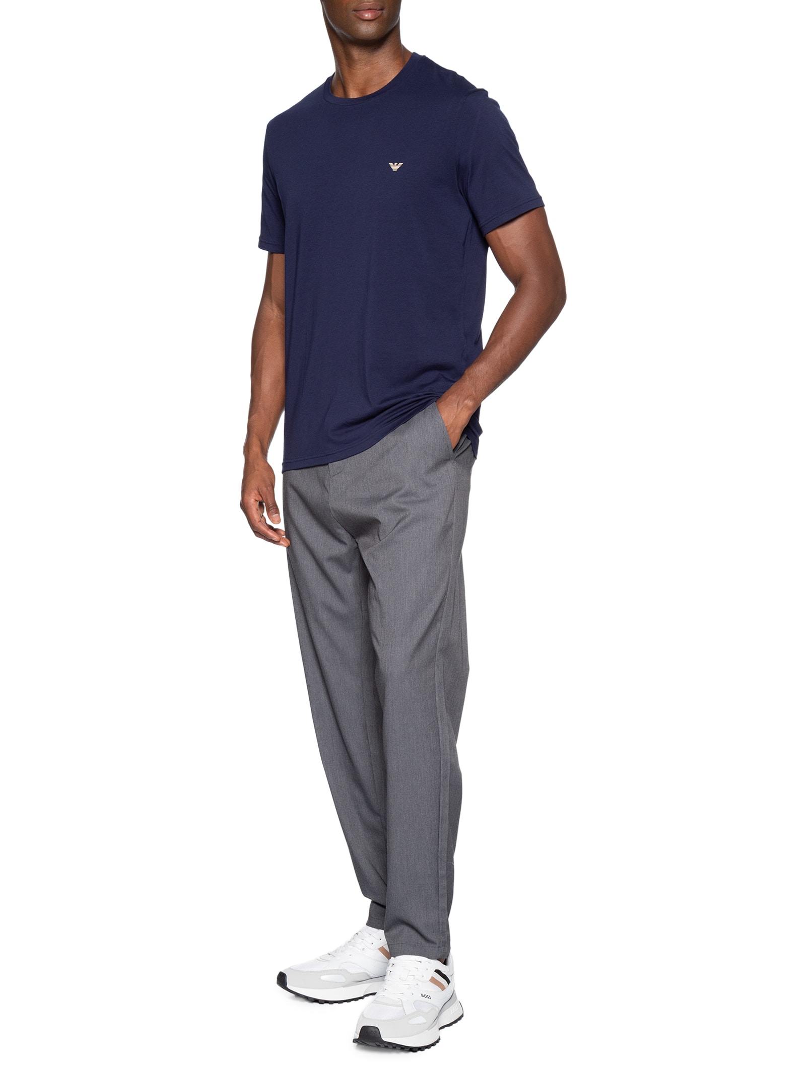 Kit 2 Camisetas Masculinas Pack Top 2 Peças Azul Emporio Armani Bodywear