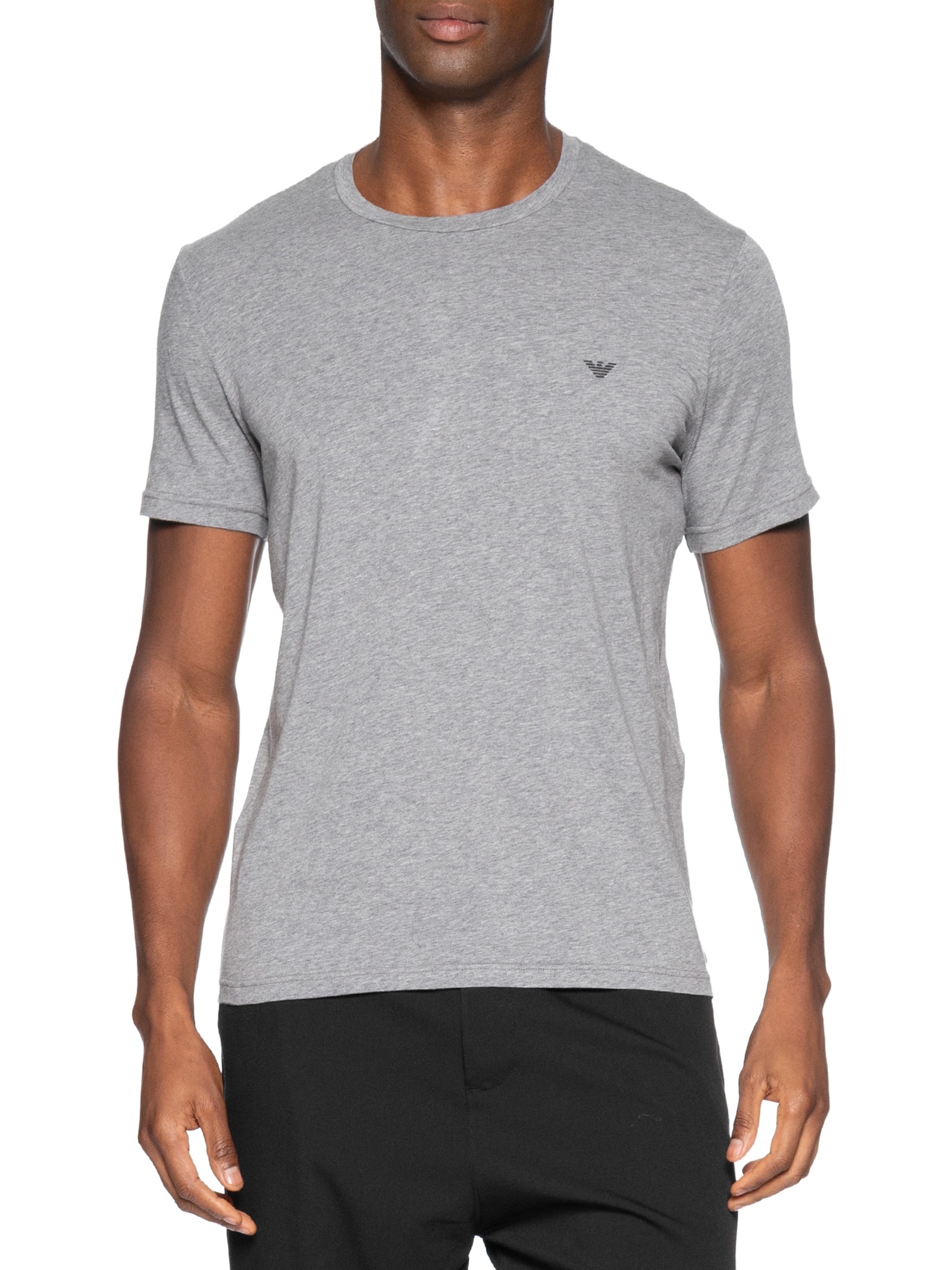 Kit 2 Camisetas Masculinas Pack Top 2 Peças Cinza Emporio Armani Bodywear