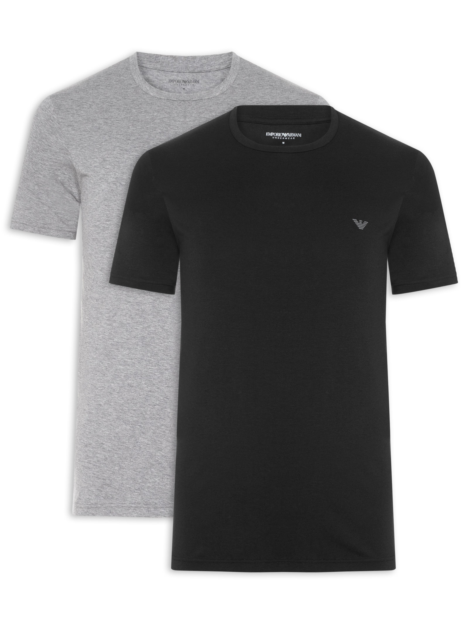 Kit 2 Camisetas Masculinas Pack Top 2 Peças Cinza Emporio Armani Bodywear