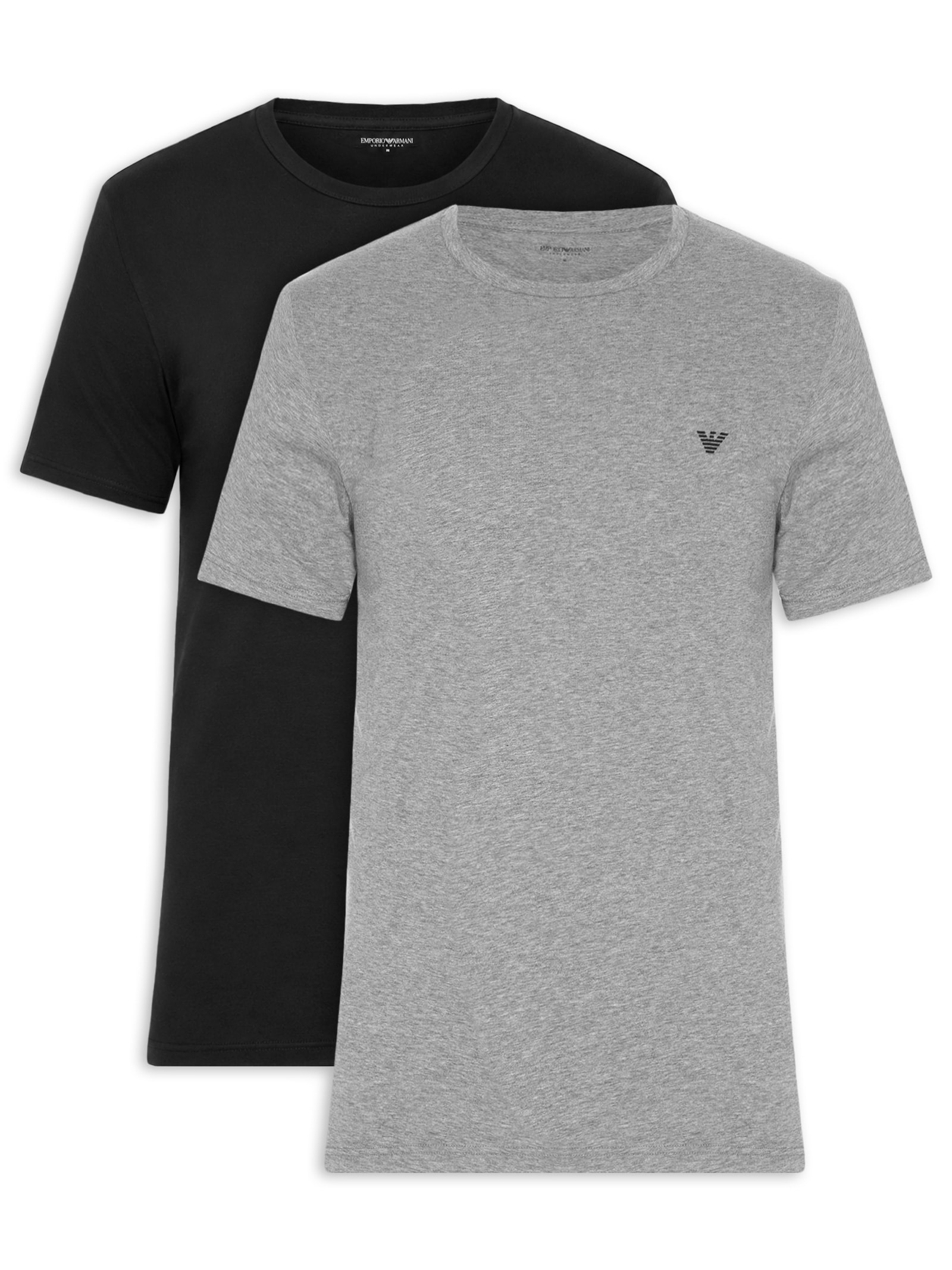 Kit 2 Camisetas Masculinas Pack Top 2 Peças Cinza Emporio Armani Bodywear