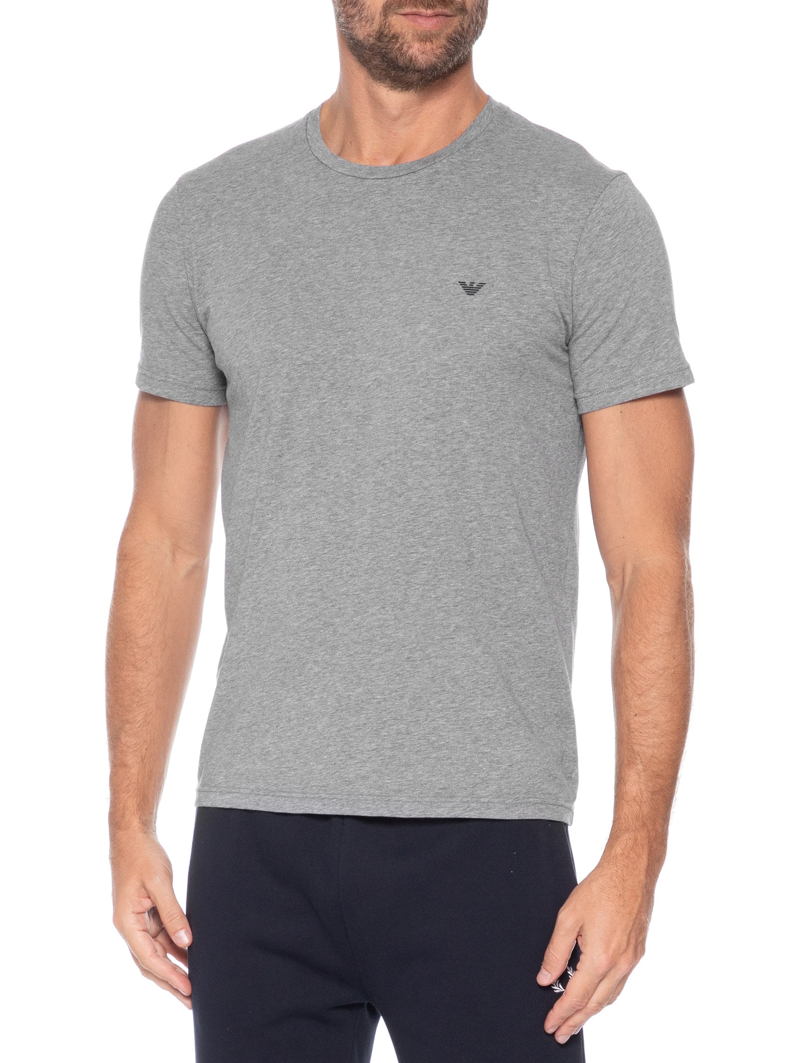 Kit 2 Camisetas Masculinas Pack Top 2 Peças Cinza Emporio Armani Bodywear