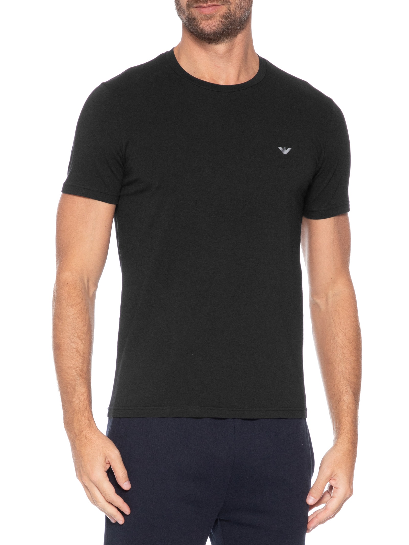 Kit 2 Camisetas Masculinas Pack Top 2 Peças Cinza Emporio Armani Bodywear