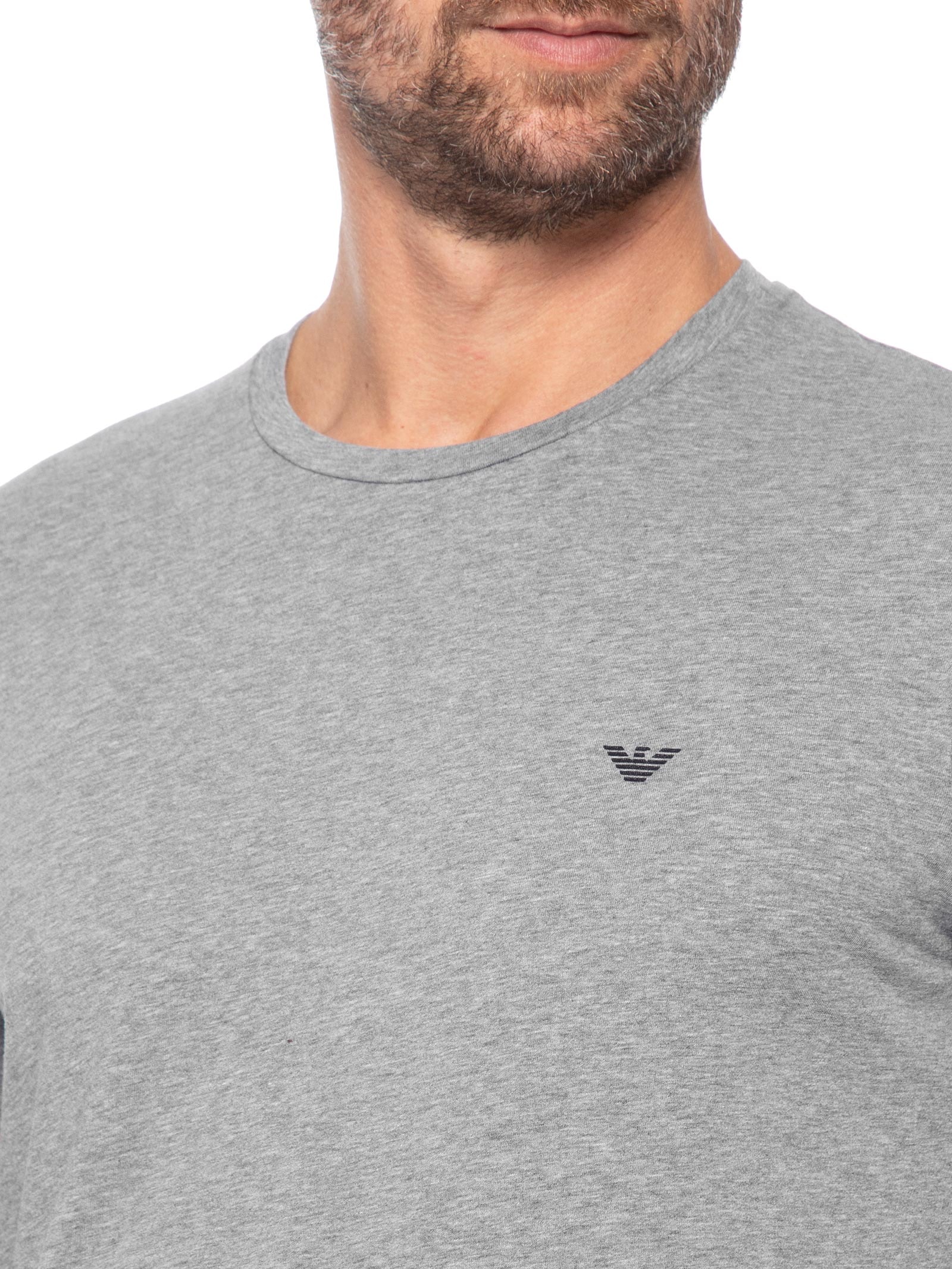 Kit 2 Camisetas Masculinas Pack Top 2 Peças Cinza Emporio Armani Bodywear