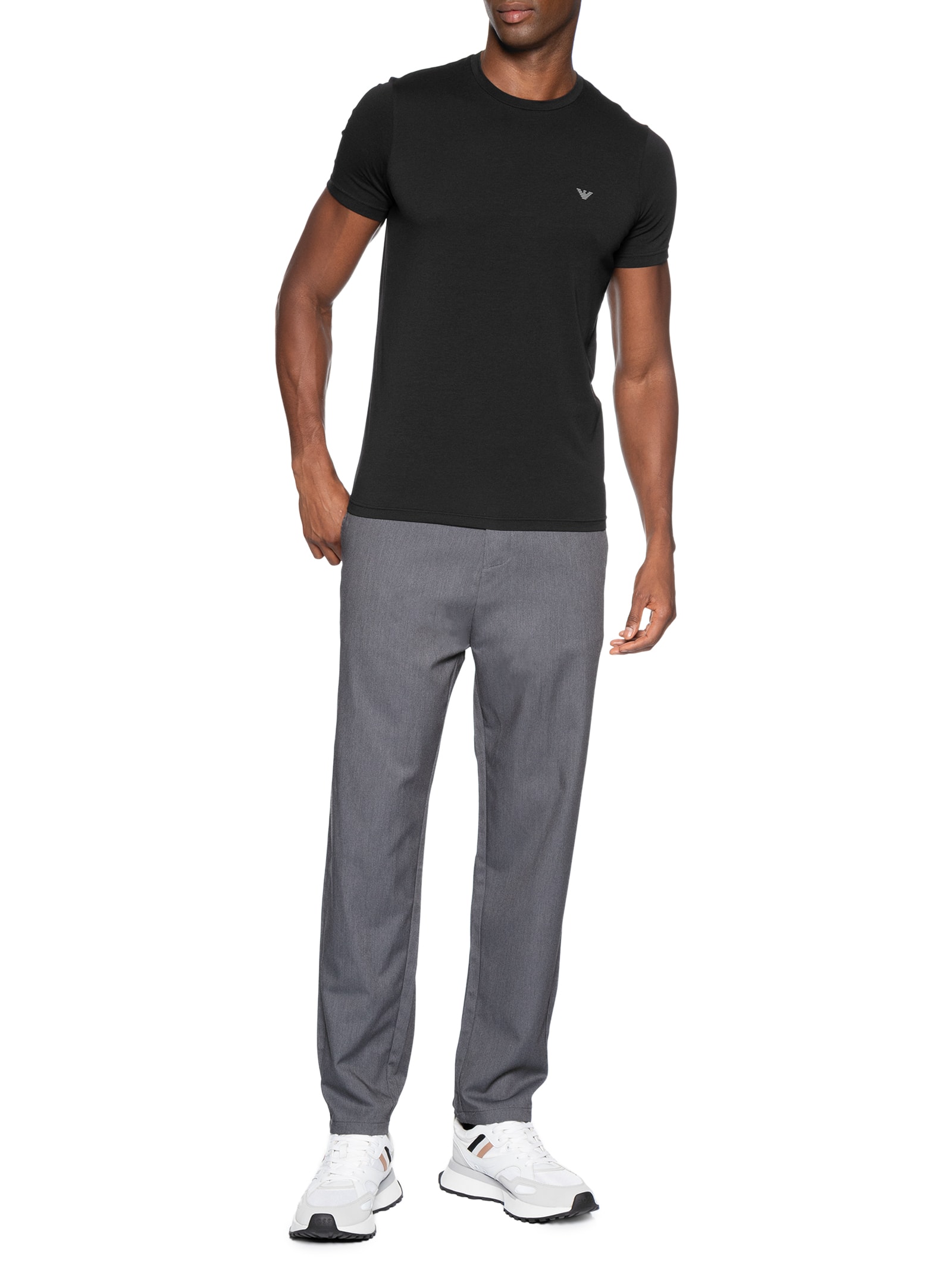 Kit 2 Camisetas Masculinas Pack Top 2 Peças Preto Emporio Armani Bodywear