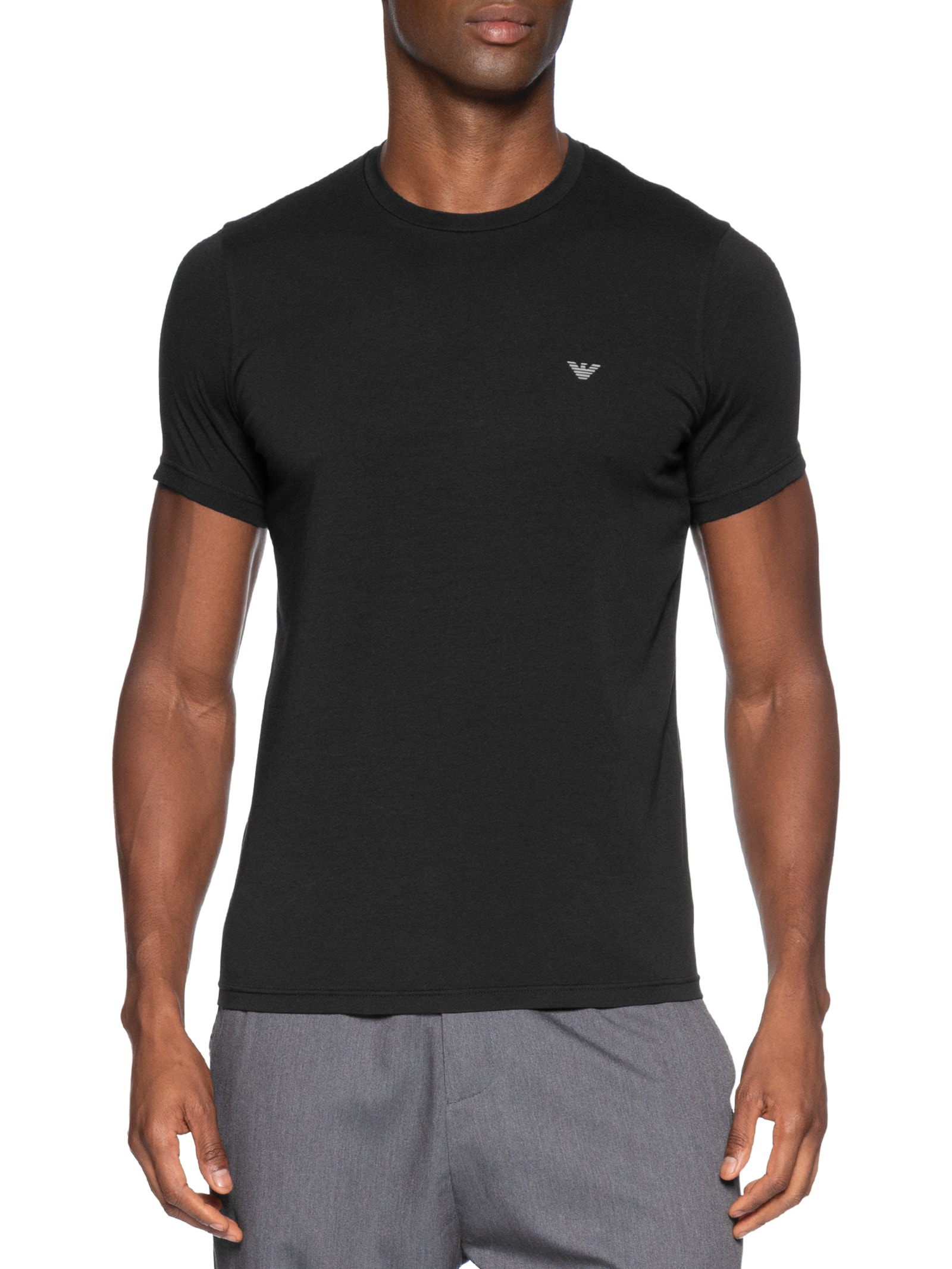 Kit 2 Camisetas Masculinas Pack Top 2 Peças Preto Emporio Armani Bodywear