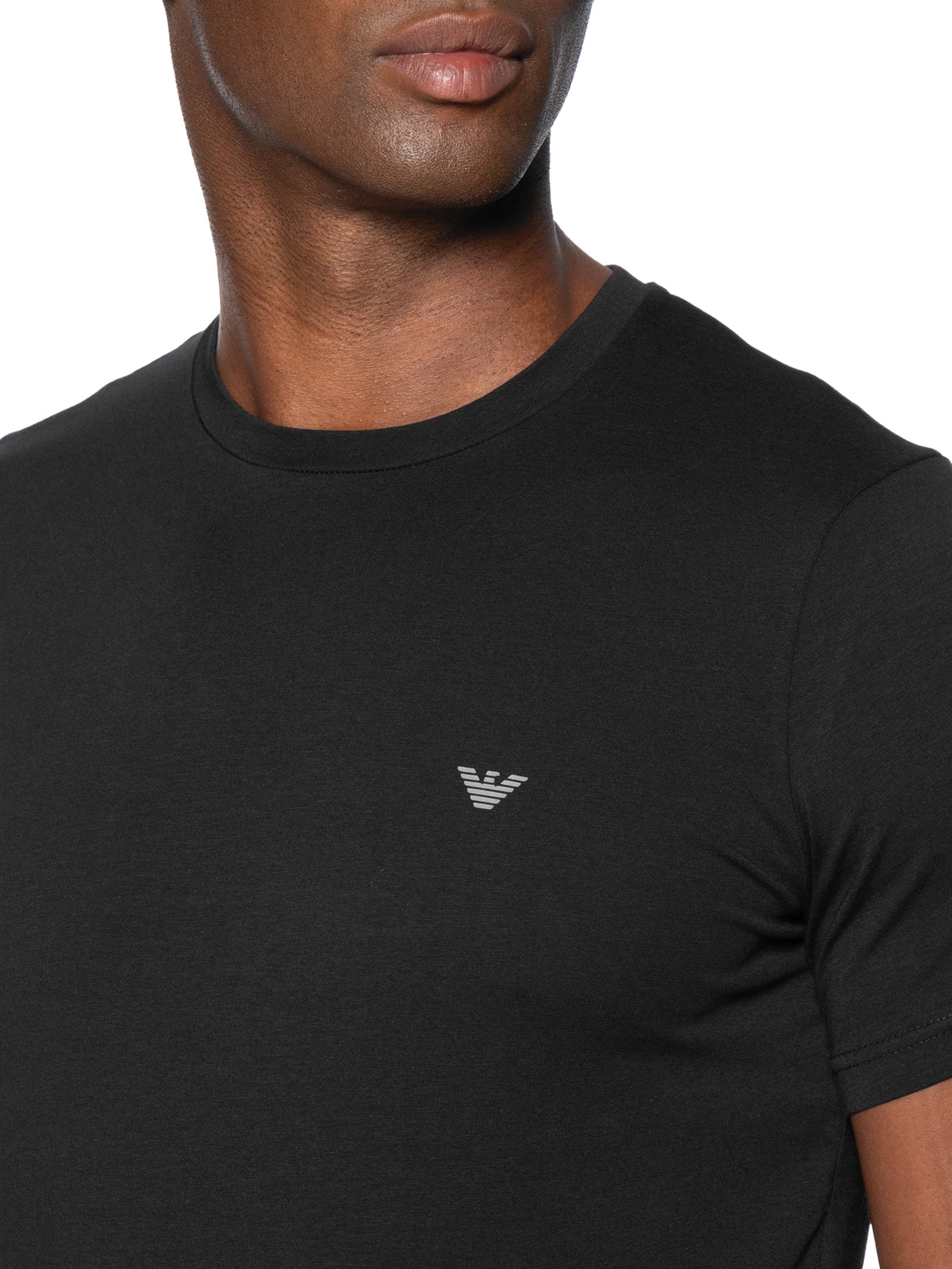 Kit 2 Camisetas Masculinas Pack Top 2 Peças Preto Emporio Armani Bodywear