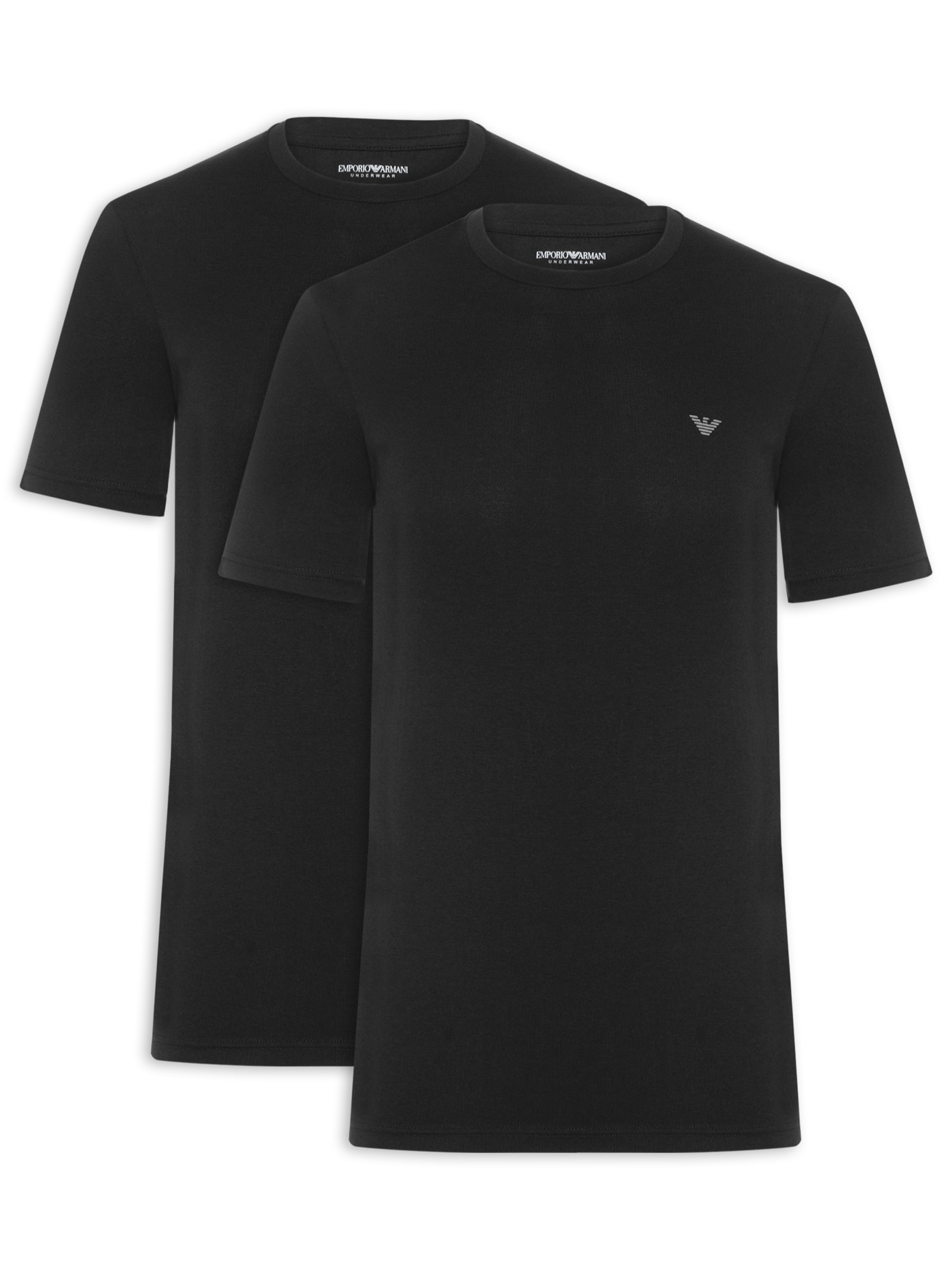 Kit 2 Camisetas Masculinas Pack Top 2 Peças Preto Emporio Armani Bodywear