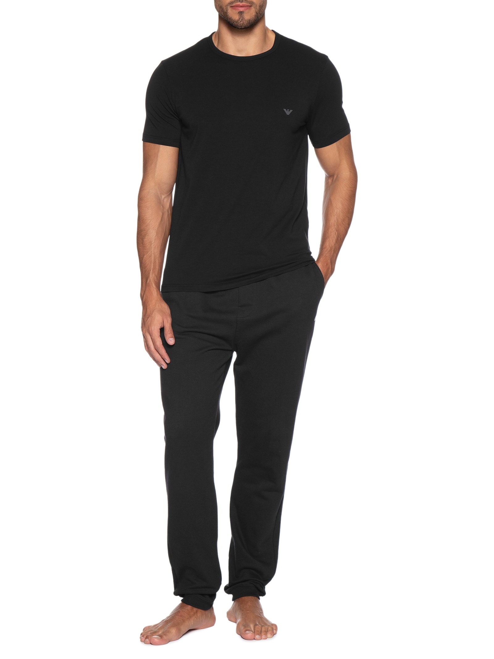 Kit 2 Camisetas Masculinas Pack Top Preto Emporio Armani Bodywear