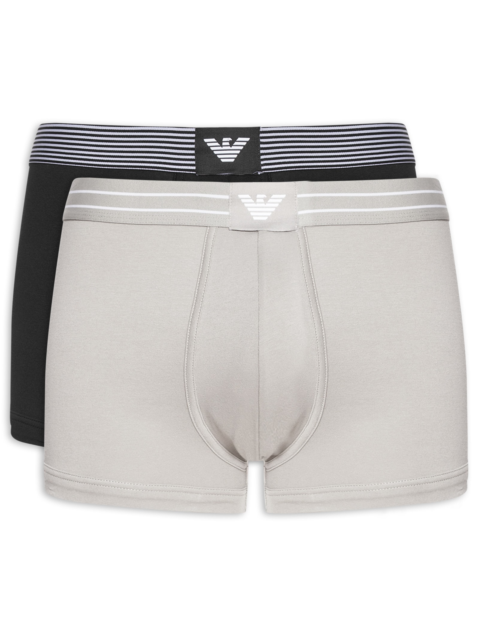 Kit 2 Cuecas Trunk Mini Logo Cinza Emporio Armani Bodywear