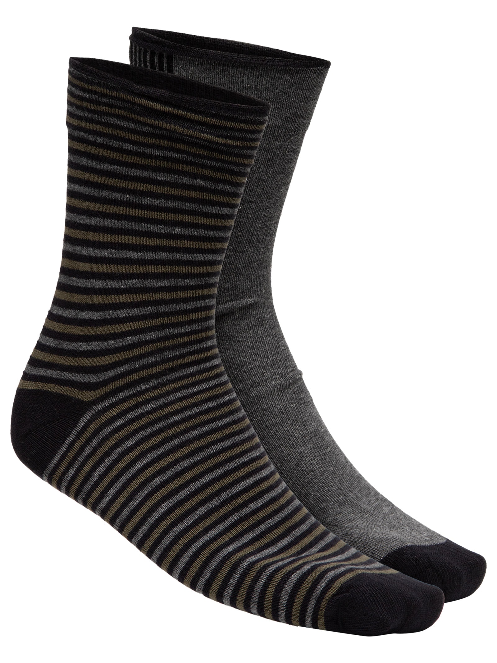 Kit 2 Meia Cano Médio Listras Finas Masculina – Preto Osklen