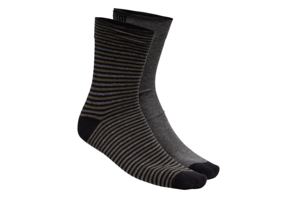 Kit 2 Meia Cano Médio Listras Finas Masculina – Preto