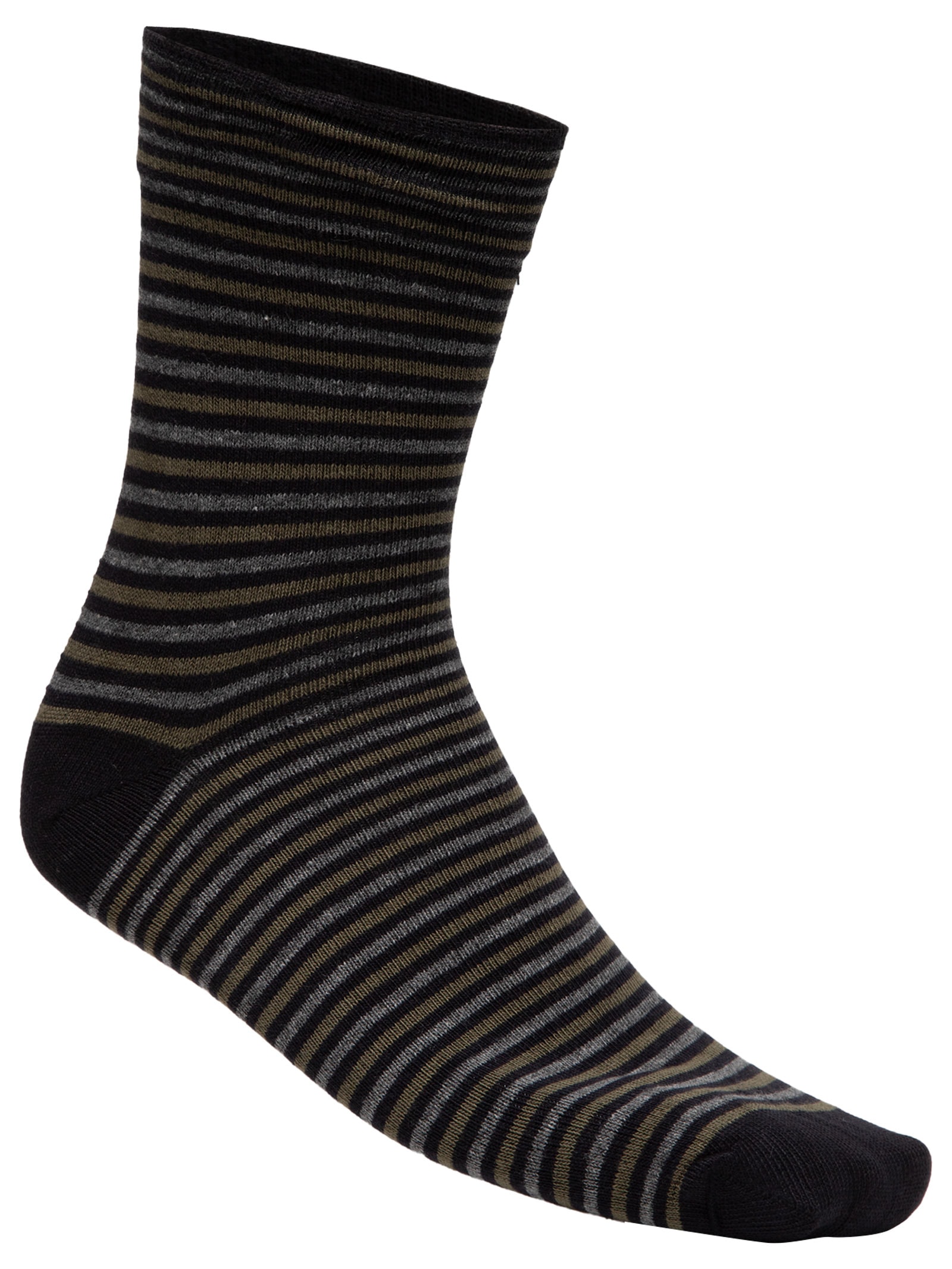 Kit 2 Meia Cano Médio Listras Finas Masculina – Preto Osklen