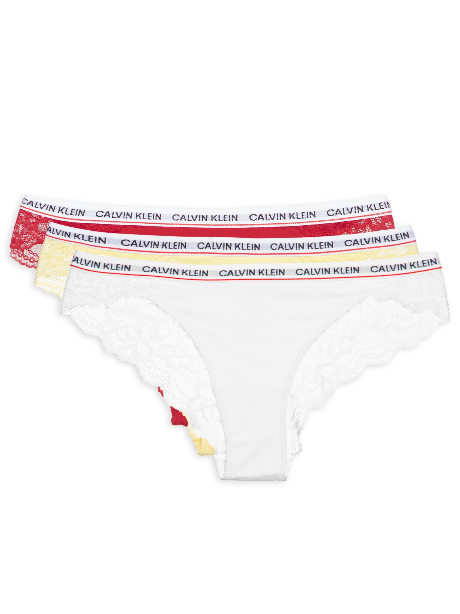 Kit 3 Calcinhas Fio em Renda e Micro – Branco Calvin Klein Underwear