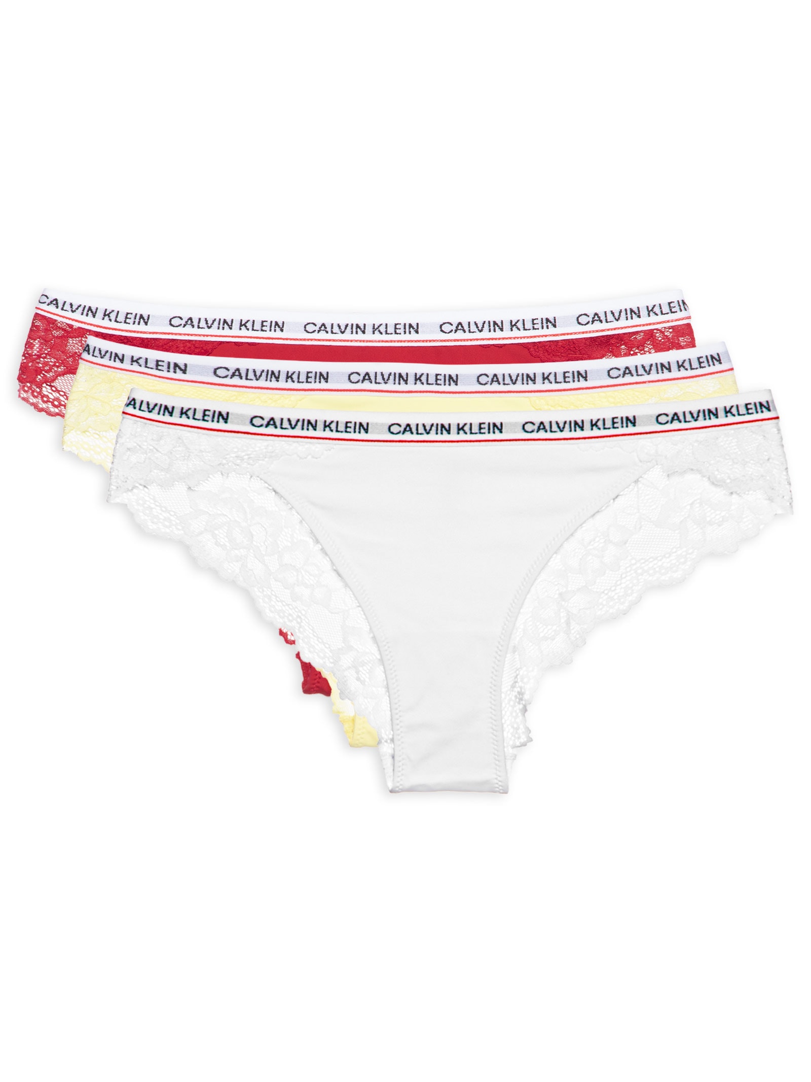 Kit 3 Calcinhas Tangas Em Renda e Micro Branco Calvin Klein Underwear