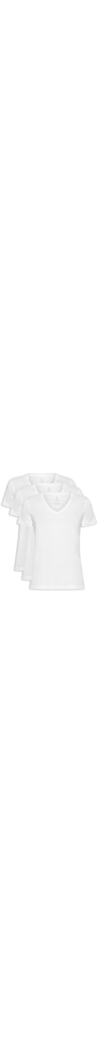 Kit 3 Camiseta Feminina Pima Gola V - Branco
