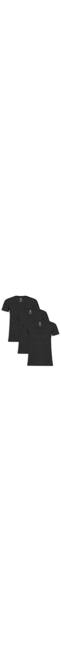 Kit 3 Camiseta Feminina Pima Gola V - Preto