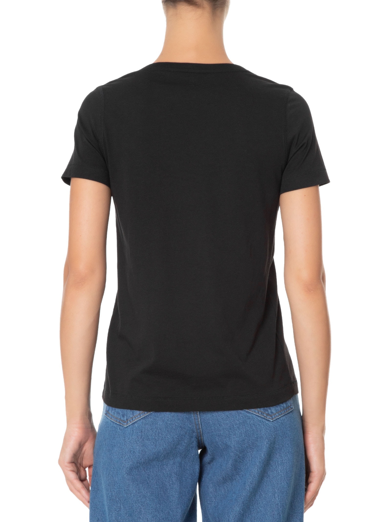 Kit 3 Camiseta Feminina Pima Gola V Preto '2Essential